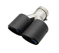 Car End Pipes Car Carbon Fiber Matte Muffler Tip Y Shape Double Exit Exhaust Pipe Mufflers Nozzle Decoration Universal Stainless Blue Tail Pipe Exhaust Pipe Cap(Left 77mm-101mm)