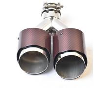 Car End Pipes Carbon Fiber Straight Exhaust Pipe Dual Muffler Tip 1PC Stainless Steel Right Side Glossy Red Twill Tail Pipe Exhaust Pipe Cap(51-89MM)