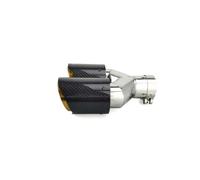 Car End Pipes Carbon Look Golden Chrome Stainless Steel Car Exhaust Tip Double End Pipe Modification Muffler Exhaust Tube Pipe(Right 63mm-89mm)