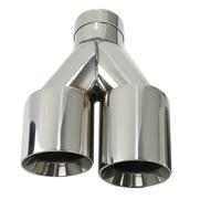 Car End Pipes Exhaust Tip Car Modify Double Outlet Exhaust Pipe Nozzle Decoration Stainless Tail Pipes Muffler Tail Pipe Exhaust Pipe Cap(Left In63-Out 76mm)