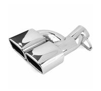 Car End Pipes Muffler Tip Double Outlet 63mm Inlet 93mm Outlet Universal Square Exhaust Tip Car Exhaust Pipe Stainless Steel Exhaust Muffler(Silver)