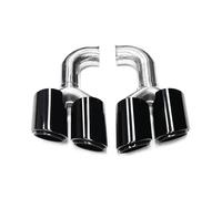 Car End Pipes Quad Car Exhaust Tip 304 Stainless Steel Muffler Tip Nozzle Tailpipe Exhaust Tip For Cayenne For 958 2011 2012 2013 2014 Tail Pipe Exhaust Pipe Cap(Black B Long)