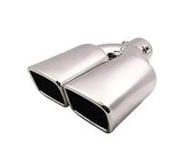 Car End Pipes Square Mouth Exhaust Pipe Muffler Inlet 60mm 1PCS Universal Double Outlet Exhaust Tip Nozzle Rear Muffler Tip Tail Pipe Exhaust Pipe Cap(Silver Straight)