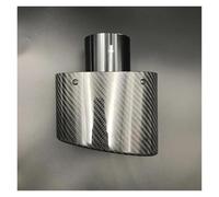 Car End Pipes Two Color Big Size 150MM Outlet Oval Glossy Cabon Fiber Exhaust Tip Universal Oval Muffler Pipe Exhaust Tip Tail Pipe Exhaust Pipe Cap(70 IN-150 OUT Silver)