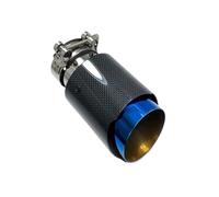 Car End Pipes Universal Car End Pipes Glossy Carbon Fiber Blue Single Exhaust Tip Muffler For E71 E46 E60 E90(ID 76mm-OD 130mm)