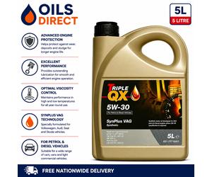 Car Engine Oil 5L 5 Litre 5W30 Fully Synthetic Triple QX TQX 521776091 SynPlus