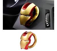 Car Engine Start Button Cover ABS General Motors Ignition Switch Decorative Cover, auto Interior Ignition Accessories Iron Man Mark car Two-Color Start Ring, (Golden red)