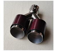 Car Exhaust End Glossy Carbon Fiber Dual Red Exhaust Tip Tailpipe Muffler System Auto Tools For All Car(ID 80MM-OD 101MM)