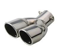 Car Exhaust End Pipe 63mm Thicken Exhaust Tip Double Outlet Muffler Tail Pipe Universal System Stainless Steel Car Tail Throat(Silver curl)