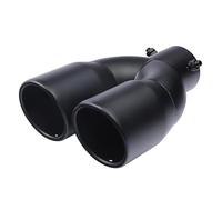 Car Exhaust End Pipe Adjustable Dual Outlet Straight Section Curved Stainless Steel Exhaust Tailpipe 63-76mm Out Of Two Car Modification Tail Throat(Black)
