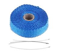 Car Exhaust Heat Wrap, 5m Heat Deflectors Roll Motorcycle Car Insulation Tape Exhaust Bandage Exhaust Heat Wrap Exhaust Heat Wrap with 4 Stainless Steel Cable Ties (Blue)