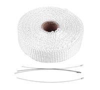 Car Exhaust Heat Wrap, 5m Heat Deflectors Roll Motorcycle Car Insulation Tape Exhaust Heat Wrap with 4 Stainless Steel Cable Ties (White)