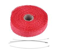 Car Exhaust Heat Wrap, 5m Heat Deflectors Roll Motorcycle Car Insulation Tape Exhaust Heat Wrap with 4 Stainless Steel Cable Ties (Red)