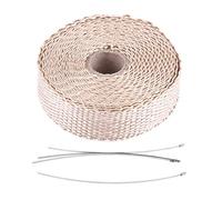 Car Exhaust Heat Wrap, 5m Heat Deflectors Roll Motorcycle Car Insulation Tape Exhaust Heat Wrap with 4 Stainless Steel Cable Ties (Brown)