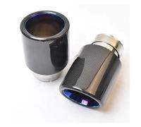 Car Exhaust Muffler 1 Piece Car Exhaust Straight Flange Glossy Carbon Tail End Tip Blue Stainless Steel Bevel Muffler Pipe(54-101mm)