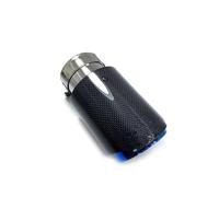 Car Exhaust Muffler 1PCS Car Exhaust Tail Pipe Matt Carbon Tail End Blue Stainless Steel Straight Muffler Tip(IN 51mm-OUT 89mm)