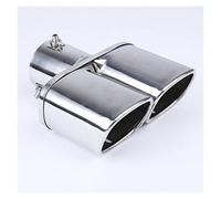 Car Exhaust Muffler Car Exhaust Muffler Tip Stainless Steel Exhause 1 To 2 Dual Pipe Chrome Trim Modified Car Rear Tail Throat Liner(Straight)