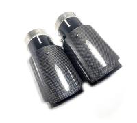 Car Exhaust Muffler Car Glossy Carbon Fiber Muffler Tip Exhaust System Pipe Mufflers Nozzle Universal Straight Stainless Black(70MM IN 101MM OUT)