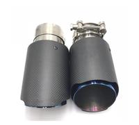 Car Exhaust Muffler Car Matte Carbon Fiber Muffler Tip Exhaust System Pipe Mufflers Nozzle Universal Straight Stainless Blue(67MM IN 114MM OUT)