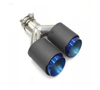 Car Exhaust Muffler Pipe 1Piece Dual Exhaust Tip Glossy Carbon Fiber Black Pipe Double Tail End Pipe Muffler For Universal Tailpipe(ID 80mm-OD 101mm)
