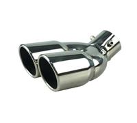 Car Exhaust Muffler Universal 63mm Car Inlet Double-Barrel Rear Exhaust Tip Tail Pipe Muffler Black Titanium Outlet Stainless Steel Tips Muffler(Silver W)