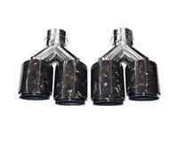 Car Exhaust Pipe 1 Pair 2 Pieces .5-inch Real Forged Carbon Fiber Muffler Four-out Black Universal Car Exhaust Pipe Nozzle Tailpipe Tip(Blue IN 64 OUT 93)
