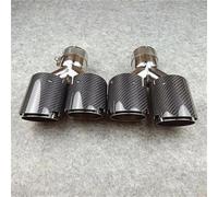 Car Exhaust Pipe 1 Pair Inlet 63mm Glossy Carbon Fiber Y Exhaust Tips 304 Stainless Steel For Cars Tuning Muffler Nozzles Exhaust Pipes(IN 63 OUT 89 MM)