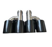 Car Exhaust Pipe 1Pair Car Styling Modified Exhaust Pipe Muffler Tail Throat 304 Stainless Steel And Carbon Fiber Double Outlet(IN 57MM OUT 89MM)