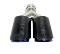 Car Exhaust Pipe 1PC Carbon Fiber Golden Stainless Steel Dual Tip Equal Length Muffler Pipe End Tail Middle Exhaust Tip Car Tailpipe(60 IN-114MM OUT)