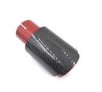Car Exhaust Pipe 1pcs Glossy Carbon+Red Stainless Steel Universal Single Tips Exhaust Pipe End Tail Muffler Tip For Car Accessories(ID 80mm-OD 89mm)