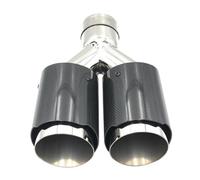 Car Exhaust Pipe 1PCS Glossy Carbon Stainless Steel Universal Dual Tip Equal Length Exhaust End Tail Middle Exhaust Muffler Tip Muffler Tail Pipe(IN 48MM-OUT 89MM)