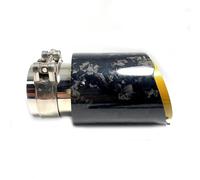 Car Exhaust Pipe 1Pcs Universal Straight Stainless Car Glossy Forge Carbon Fiber Golden Muffler Tip Exhaust System Pipe Mufflers Nozzle(63 IN-101MM OUT)