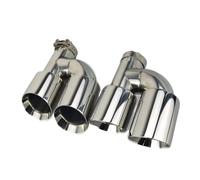 Car Exhaust Pipe 1Piece Stainless Car Exhaust Tip Double Outlet Pipe Modify And Upgrade Universal Mufflers Nozzle Decoration Tailpipe(Type1 right 60-101)