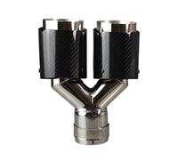 Car Exhaust Pipe 1Piece Universal Car Carbon Fibre Tail Throat Same Length Polish Y-Shaped Double Out Twill Glossy Exhaust Muffler Tip Tailpipe(66mm-76mm)