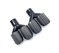 Car Exhaust Pipe 2Pcs Car Modification Universal Dual Glossy Black Automobile Exhaust Pipe Muffler Pipe Carbon Fiber Exhaust Tip Universal(73 IN-101MM OUT)
