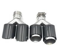 Car Exhaust Pipe 2Pcs L R Various Sizes Universal Tail Pipe Glossy Carbon Dual Tip Exhaust Tip For Any Car Tail Pipe Exhaust Pipe Cap(76MM IN 101MM OUT)