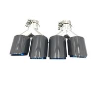 Car Exhaust Pipe 2PCS Universal Dual Glossy Carbon Fiber Exhaust Tip Blue Modified Exhaust Pipe Glossy Fiber Cover Muffler Tip For Car(63 IN-101MM OUT)