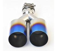 Car Exhaust Pipe 304 Stainless Steel Automobile Universal Import Double Cylinder Rear Exhaust Tailpipe Blue Muffler Titanium Alloy Export Stainle(70MM IN- 76MM OUT)