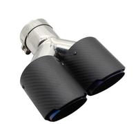 Car Exhaust Pipe Car Carbon Fiber Matte Muffler Tip Shape Double Exit Exhaust Pipe Mufflers Nozzle Decoration Universal Stainless Blue Tailpipe(Left 63mm-76mm)