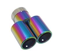 Car Exhaust Pipe Car Styling Mufflers Exhaust Tail Throat Pipe Tip Flat Universal Straight Stainless Steel Multi-size Dual Outlet Muffler(Multicolor 57MM)
