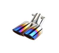 car exhaust pipe Decoration Chrome Tail Pipe Car Styling Exhaust Trim Muffler Stainless Steel Curved Double Outlet(Burnt blue bent)