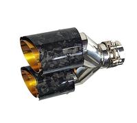 car exhaust pipe Double Out Exhaust Tip Modificate Car Muffler for Pipe Forged Carbon Fiber With Golden Stainless Steel for(Left in63-Out89mm)