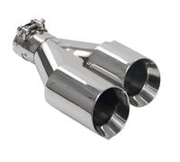 Car Exhaust Pipe ER 1Piece Exhaust Tip Car Modify Double Outlet Pipe Nozzle Decoration Stainless Tail Pipes Muffler Tailpipe(Left in60-out101mm)