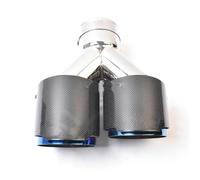 Car Exhaust Pipe Left Or Right Side Double Universal Burnt Blue Car Muffler Tip Glossy Fiber Carbon Modification Tail Pipe(63.5mm-89mm-R)