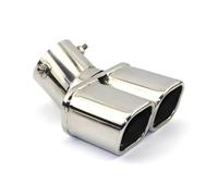 Car Exhaust Pipe Muffler Tail Pipe Outlet Nozzle End Plain End One Change Two Double Out ID 60MM 75MM Stainless Steel(Bending silver 60MM 2)