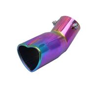 Car Exhaust Pipe Muffler Tail Pipe Universal Stainless Steel Interface Heart Shaped Exhaust End Tail Throat 63MM QAQMHVCVB(Colorful bent)