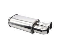 Car Exhaust Pipe Stainless Steel 63mm Double Inlet Outlet Car Exhaust Muffler Pipes Tailpipe System Racing Sport Mufflers Turbo Sound Boost(XH-EP053-SL)