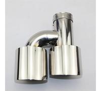 Car Exhaust Pipe Stainless Steel And Bright Face Without Marked H-type Double Outlet Straight Edge Exhaust Pipe Tailpipe Car Accessories(63-76MM)