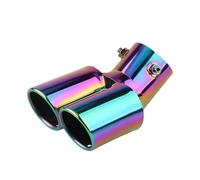 car exhaust pipe Stainless Steel Curved Double Outlet Car Exhaust Trim Muffler Pipe Tail 1PCS 2.5" Inlet Decoration Chrome Styling(Neonchrome bent)