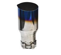 Car Exhaust Pipe Tail Throat 1Pc Universal Blue Stainless Steel Slahed Cut Flange Exhaust Pipe Curly Muffler Tip For E90(IN 54MM OUT 101MM)